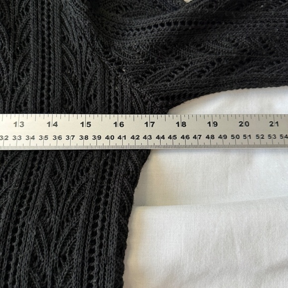 August Silk Women's Sheer Knit 3/4 Sleeve Open Front Cardigan Cover-up Black M - Picture 7 of 10